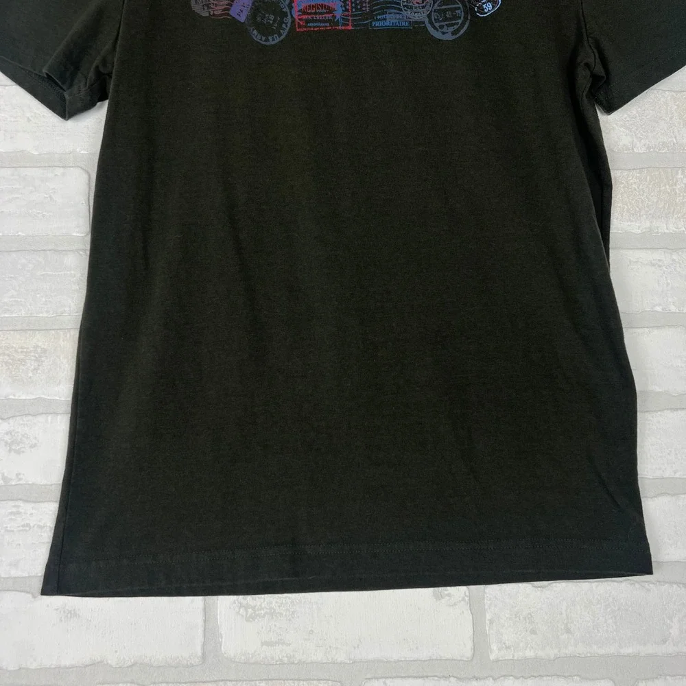 Banana Republic Mens Eco T-Shirt Grey Graphic Vintage Car Travel Stamp Small